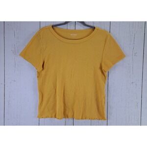 Old Navy Size Large Yellow Womens Waffle‎ Weave Short Sleeve Top
